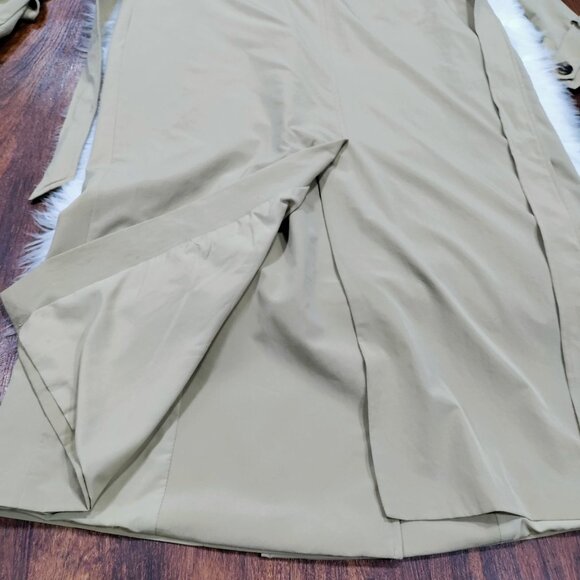 Line and Dot Beige Double Breasted Belted Long Trench Coat Women's Size Small - Picture 15 of 16